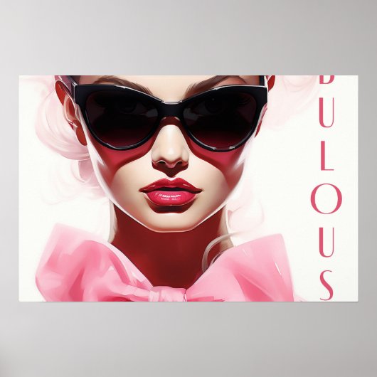 Poster Fabulous Mode Model Pink Bow (Voorkant)