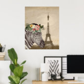 Poster fancy Zebra- en Eiffeltower (Thuiskantoor)