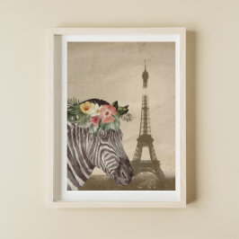 Poster fancy Zebra- en Eiffeltower