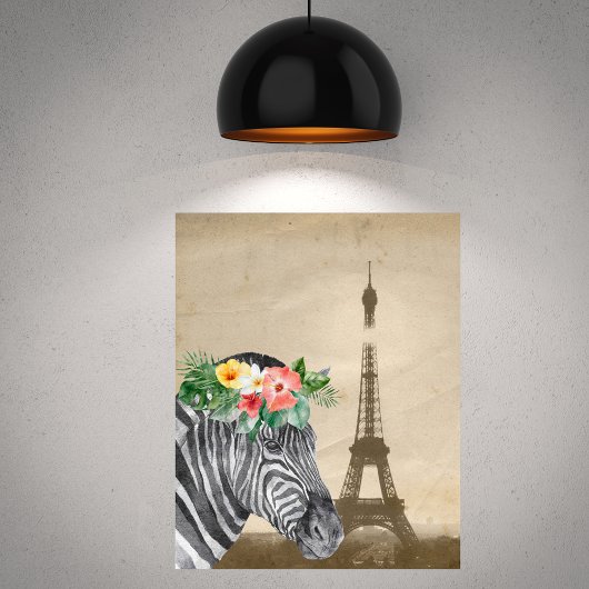 Poster fancy Zebra- en Eiffeltower