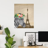 Poster fancy Zebra- en Eiffeltower (Thuiskantoor)