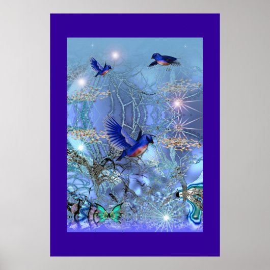 Poster Fantasy Art Blue Birds (Voorkant)