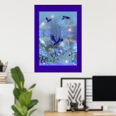Poster Fantasy Art Blue Birds (Thuiskantoor)