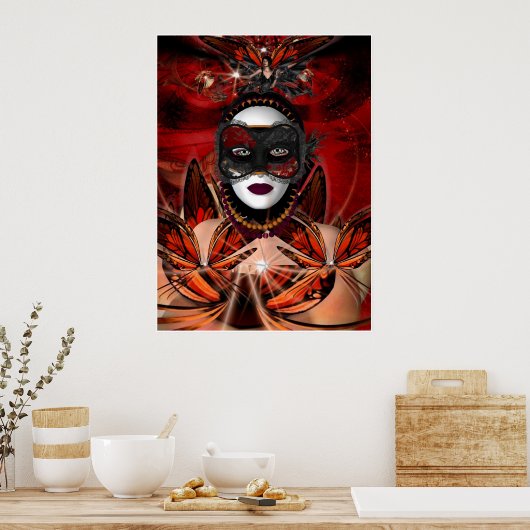 Poster Fantasy Art Butterfly Queen No border (Keuken)