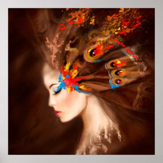 Poster Fantasy Beauful Spring-vlinder (Voorkant)