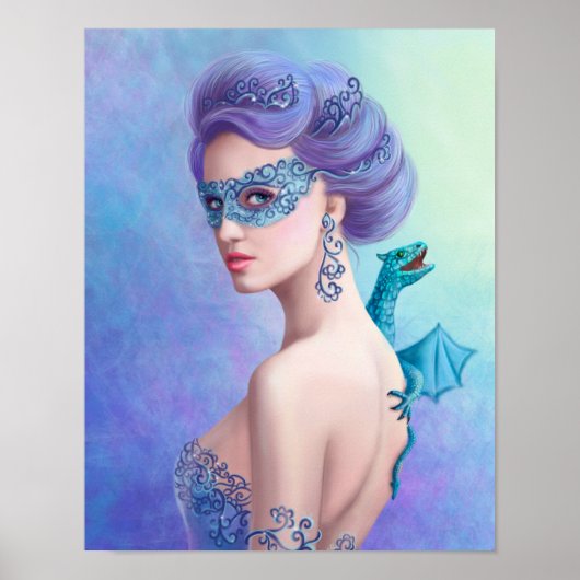 Poster Fantasy wintervrouw, mooie sneeuwkoningin (Voorkant)
