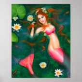 Poster-Fantasy-zeemeermin in water, meer Poster (Voorkant)