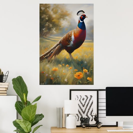 Poster | fazant | Olieverfstijl (Thuiskantoor)