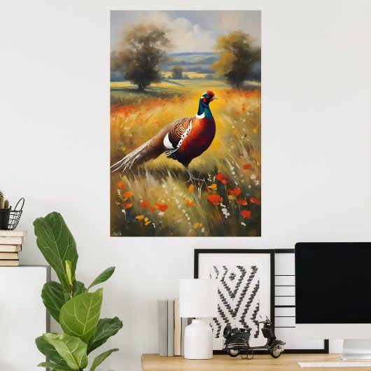 Poster | fazant | Olieverfstijl (Thuiskantoor)