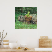 Poster fietsprietbloemen in mandje (Keuken)