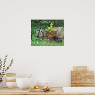 Poster fietsprietbloemen in mandje