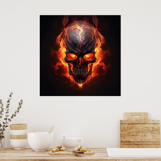 Poster Firestorm Skull (Keuken)