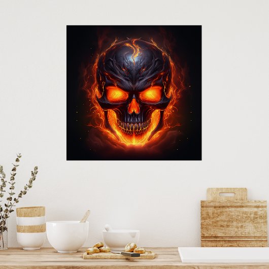 Poster Flaming Skull Fury (Keuken)