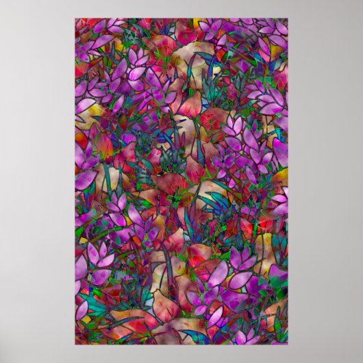 Poster Floral Abstract Glas in lood (Voorkant)