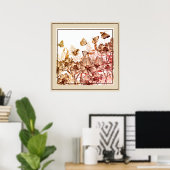 Poster-Floral en botervliegen Poster (Thuiskantoor)