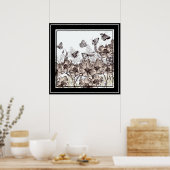 Poster-Floral en botervliegen Poster (Keuken)