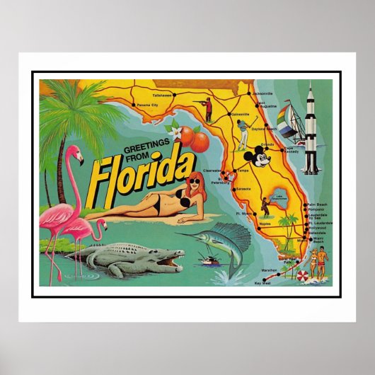 Poster Florida Attraction Map (Voorkant)