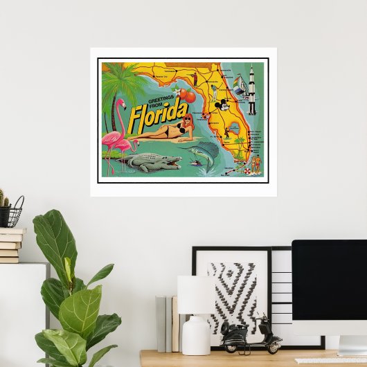 Poster Florida Attraction Map (Thuiskantoor)