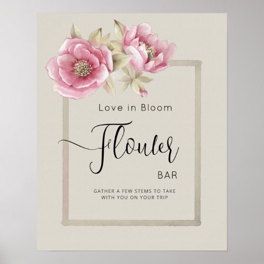 Poster FLOWER BAR voor bruidsfeesten. (Voorkant)
