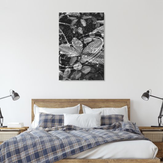 Poster Folhas - P&B Canvas Afdruk (Insitu (Slaapkamer))