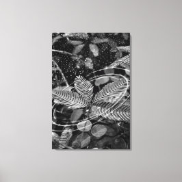 Poster Folhas - P&B Canvas Afdruk