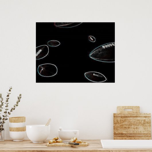 Poster Football met gloeiend effect (Keuken)