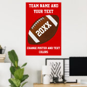 Poster football Partij, Uw KLEUREN, 3 Tekstvakken (Thuiskantoor)