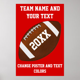 Poster football Partij, Uw KLEUREN, 3 Tekstvakken
