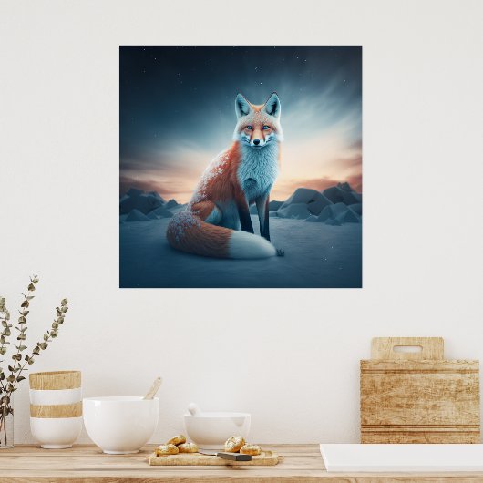 Poster Fox Snow (Keuken)