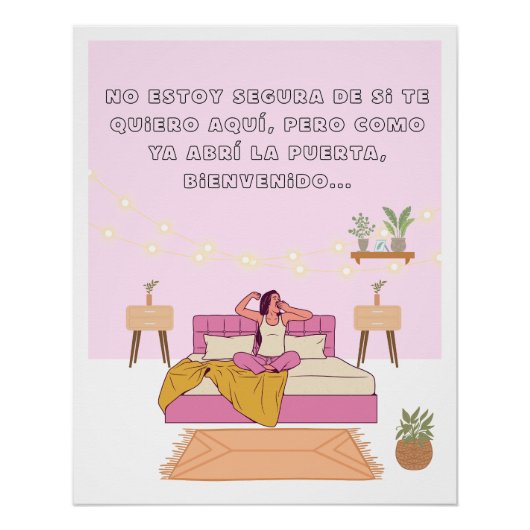 Poster frases graciosas cama vibe acogedora (Voorkant)