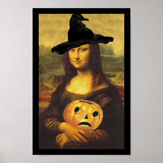 Poster Fun Renaissance Mona Lisa Halloween Witch (Voorkant)