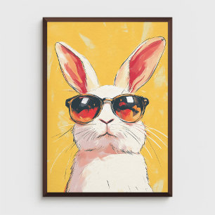 Poster Funny Bunny met zonnebril