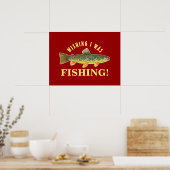 Poster Funny Fly Fishing Trout Afbeelding (Keuken)