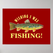 Poster Funny Fly Fishing Trout Afbeelding (Voorkant)