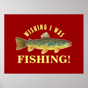 Poster Funny Fly Fishing Trout Afbeelding