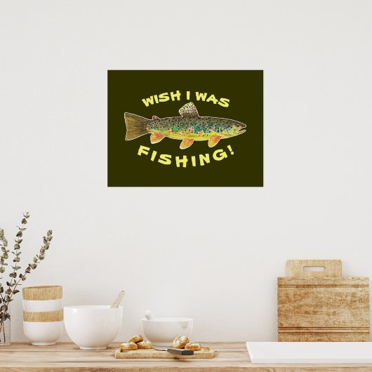 Poster Funny Fly Fishing Trout Picture (Keuken)