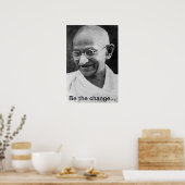 Poster Gandhi "Be the change" (Keuken)