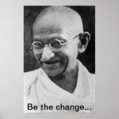 Poster Gandhi "Be the change" (Voorkant)