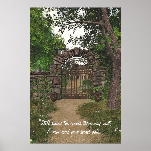 Poster Garden Gate met citaat (Voorkant)