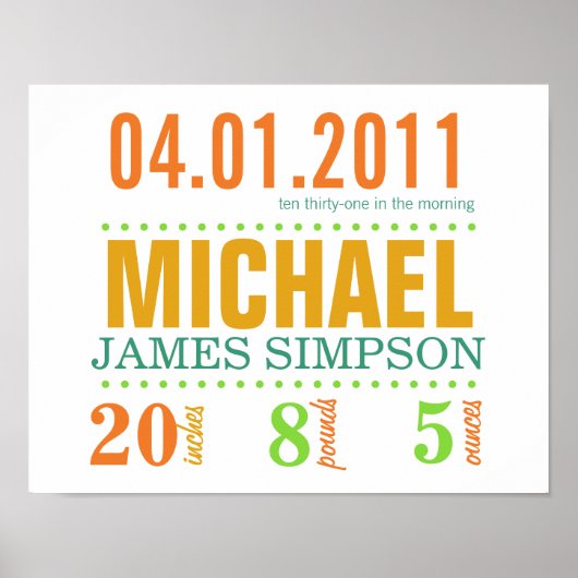 Poster geboortedatum baby - Circus (Voorkant)