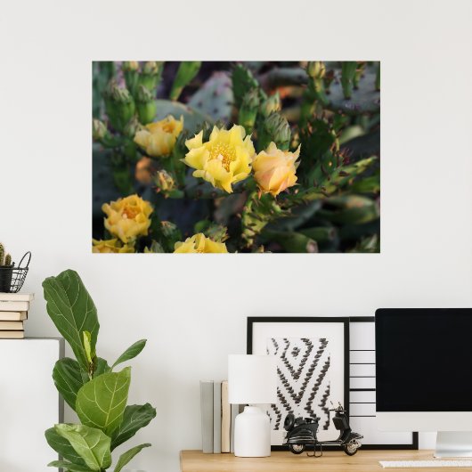 Poster Gele Cactus Flowers (Thuiskantoor)