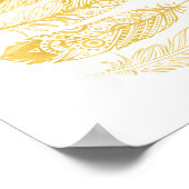 Poster Gele Waterverf Veer Tribale Druk  (Hoek)