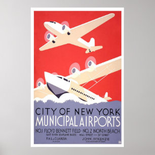 Poster Gemeentelijke luchthavens van de stad New Y