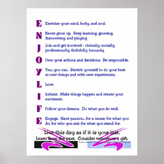 Poster: "Geniet van het leven" Poster (Voorkant)