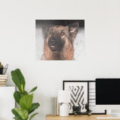 Poster German Shepherd Sticking Tongue (Thuiskantoor)