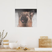 Poster German Shepherd Sticking Tongue (Keuken)