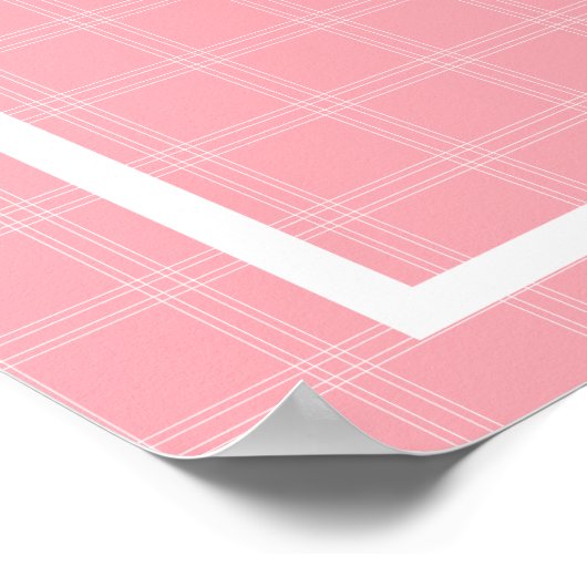 Poster gezinsMonogram - Roze cheque (Hoek)