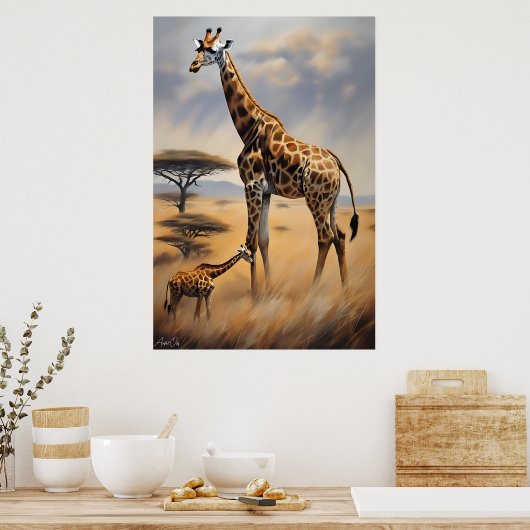 Poster | GIRAFFES | Oliekunststijl (Keuken)