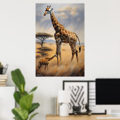 Poster | GIRAFFES | Oliekunststijl (Thuiskantoor)