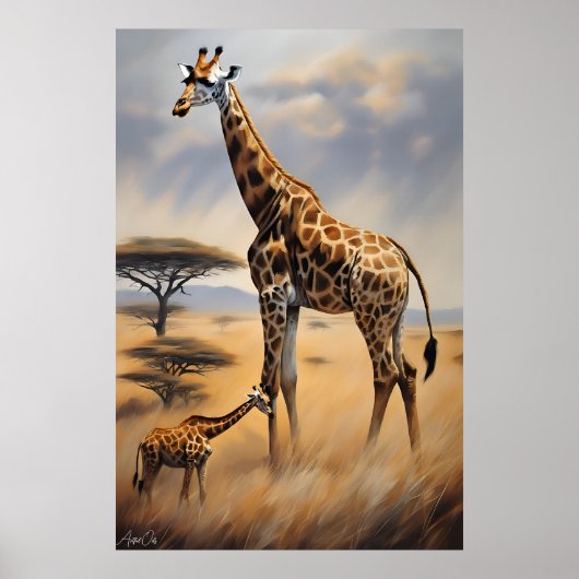 Poster | GIRAFFES | Oliekunststijl (Voorkant)